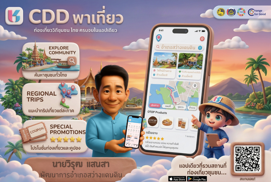 พช.สว่างแดนดิน: ชวนสายเที่ยวโหลดแอป “CDD พาเที่ยว” ท่องเที่ยววิถีชุมชนไทย ครบจบในแอปเดียว หนุนเศรษฐกิจฐานราก