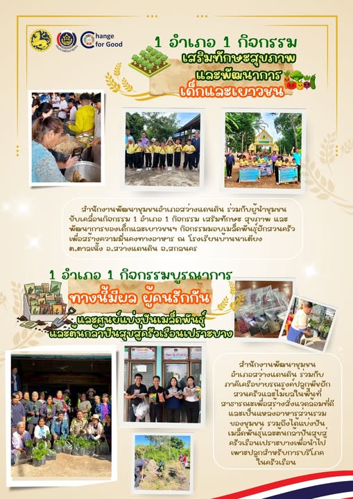 สำนักงานพัฒนาชุมชนอำเภอสว่างแดนดิน ขับเคลื่อนปฏิบัติการ Quick Win 90 วัน ปลูกผักสวนครัว สร้างความมั่นคงด้านอาหาร