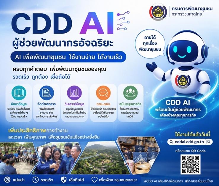 พช.สว่างแดนดิน เชิญชวนประชาชนใช้ CDD AI ผู้ช่วยอัจฉริยะ เข้าถึงองค์ความรู้ด้านการพัฒนาชุมชน